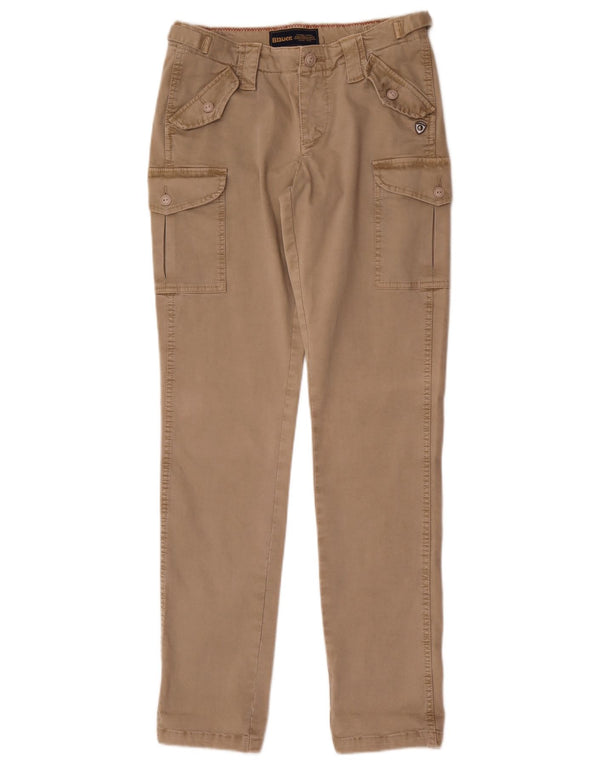 Blauer Mens Slim Cargo Trousers W28 L32 Beige Cotton