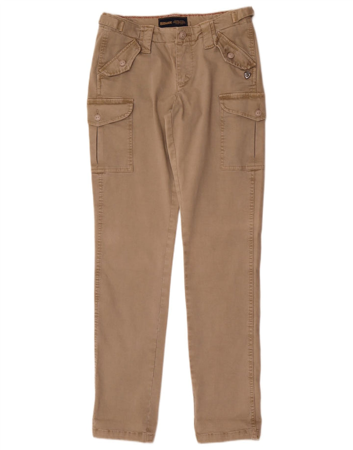 Blauer Mens Slim Cargo Trousers W28 L32 Beige Cotton