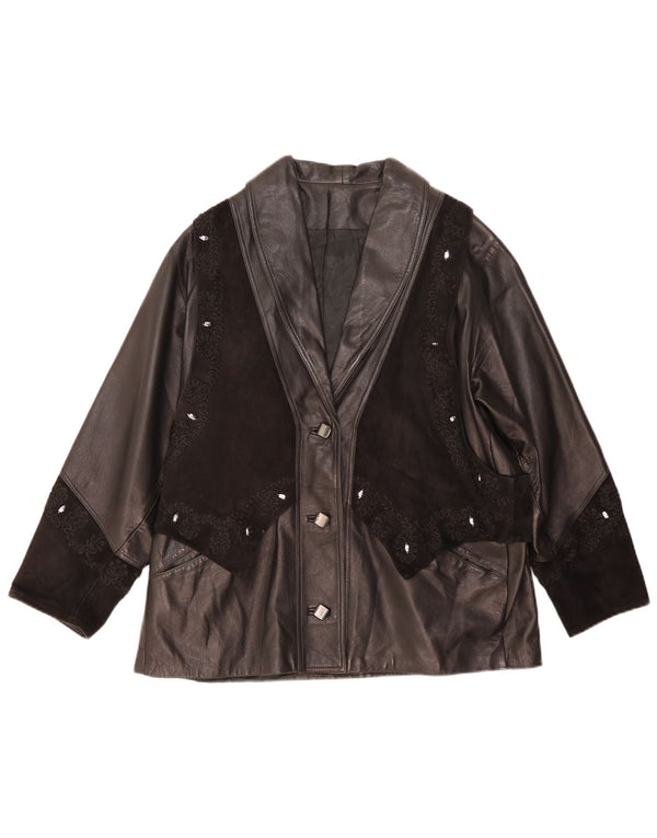 Lavorazione Artigiana Womens Leather Jacket IT 42 Medium Black Leather