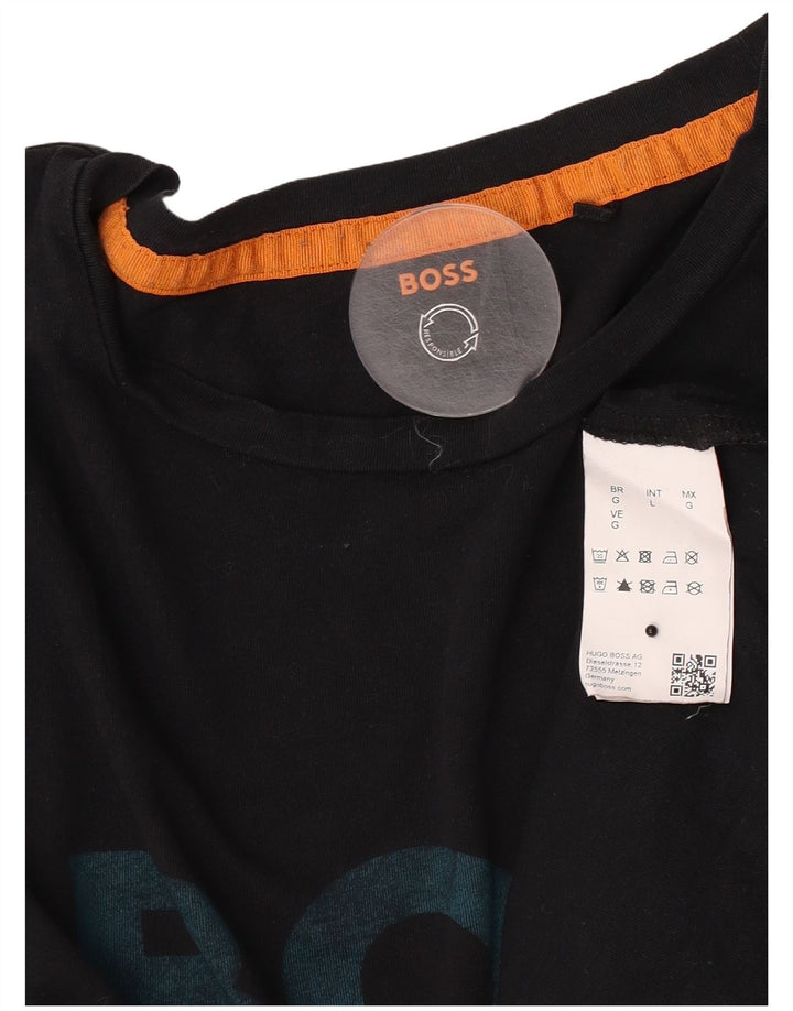 Hugo Boss Mens Graphic T-Shirt Top Large Black Cotton