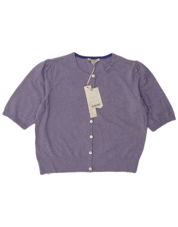 Laura Ashley Womens Short Sleeve Bolero Jumper UK 16 Large Purple Cotton