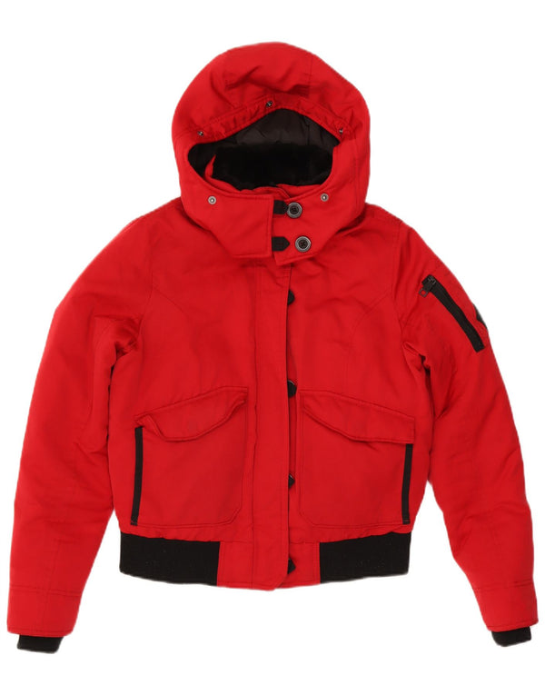 Hollister Womens Hooded Oversized Padded Jacket UK 10 Small Red Polyester