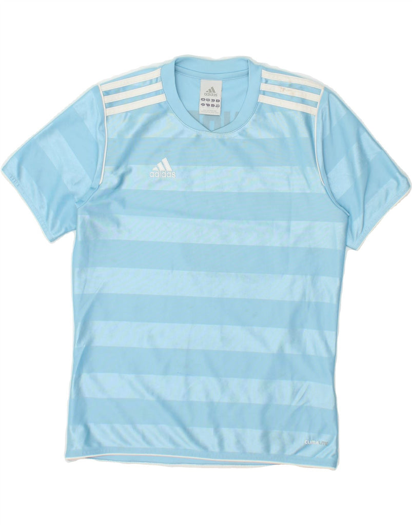 ADIDAS Boys Graphic T-Shirt Top 11-12 Years Blue Striped Polyester | Vintage Adidas | Thrift | Second-Hand Adidas | Used Clothing | Messina Hembry 