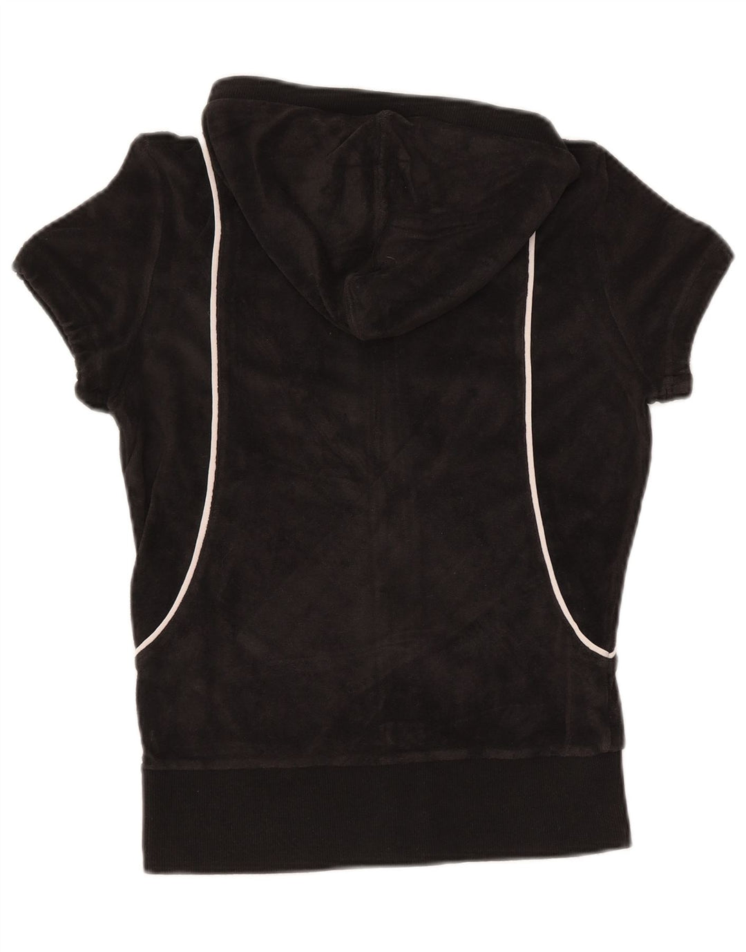 PUMA Womens Short Sleeve Velvet Zip Hoodie Sweater UK 12 Medium Black