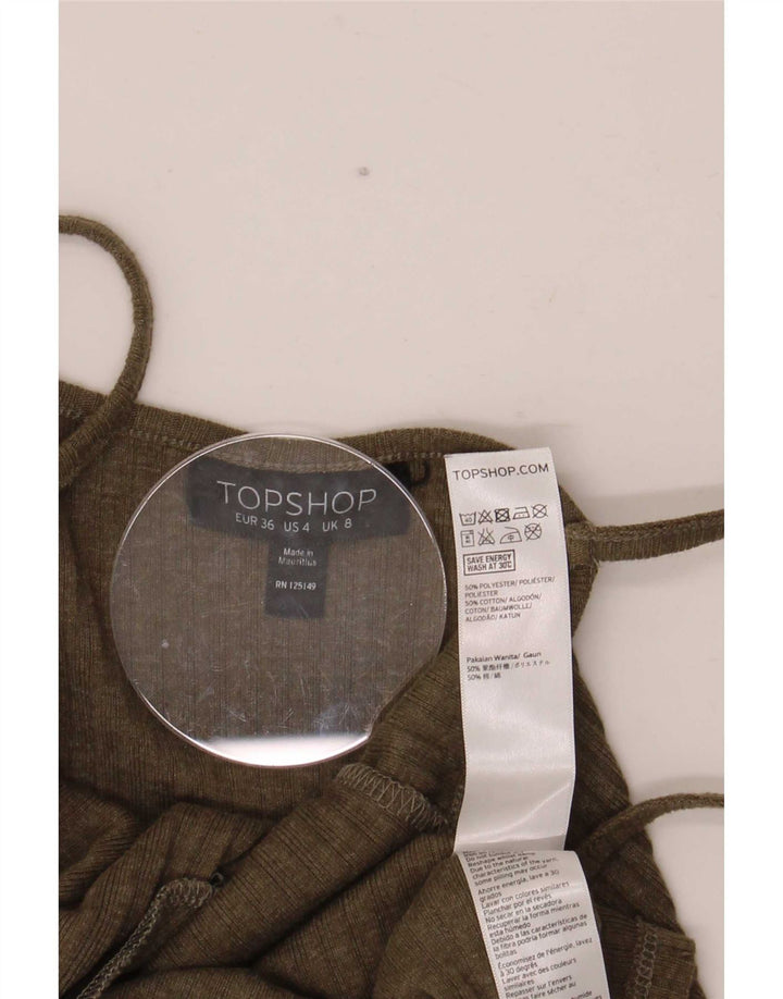 Topshop Womens Slip Dress UK 8 Small Khaki Polyester