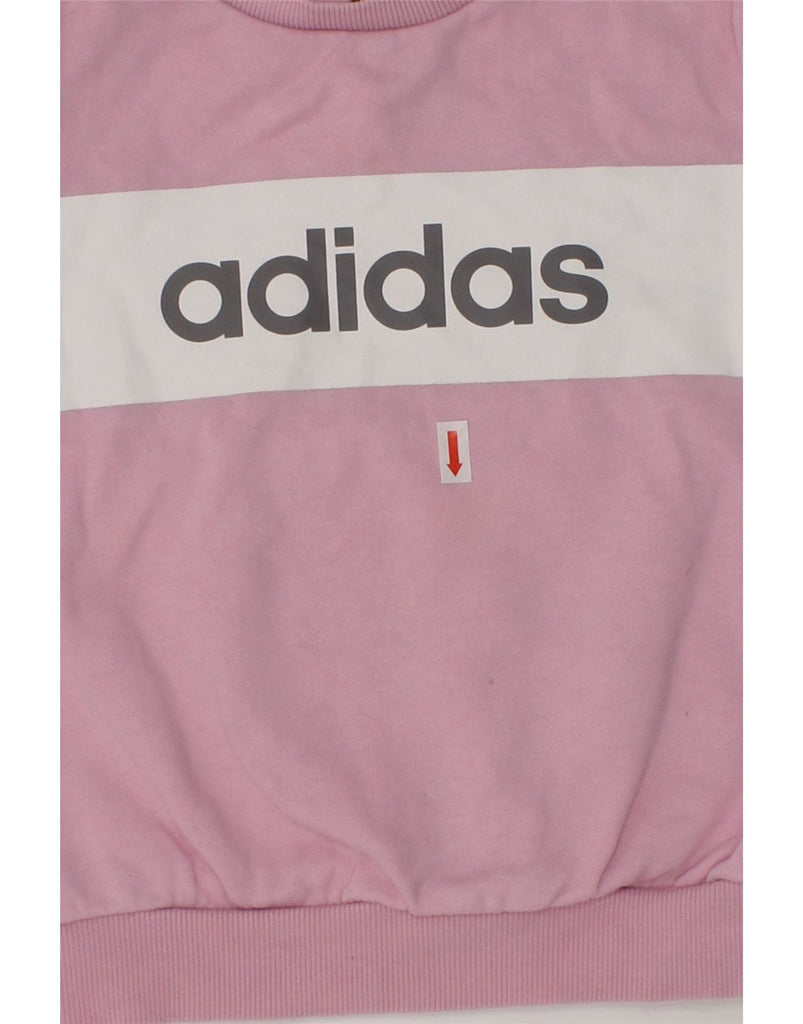 ADIDAS Baby Girls Graphic Sweatshirt Jumper 18-24 Months Pink Colourblock | Vintage Adidas | Thrift | Second-Hand Adidas | Used Clothing | Messina Hembry 