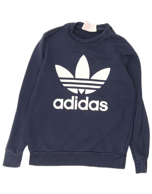 Adidas Boys Graphic Sweatshirt Jumper 13-14 Years Navy Blue Cotton