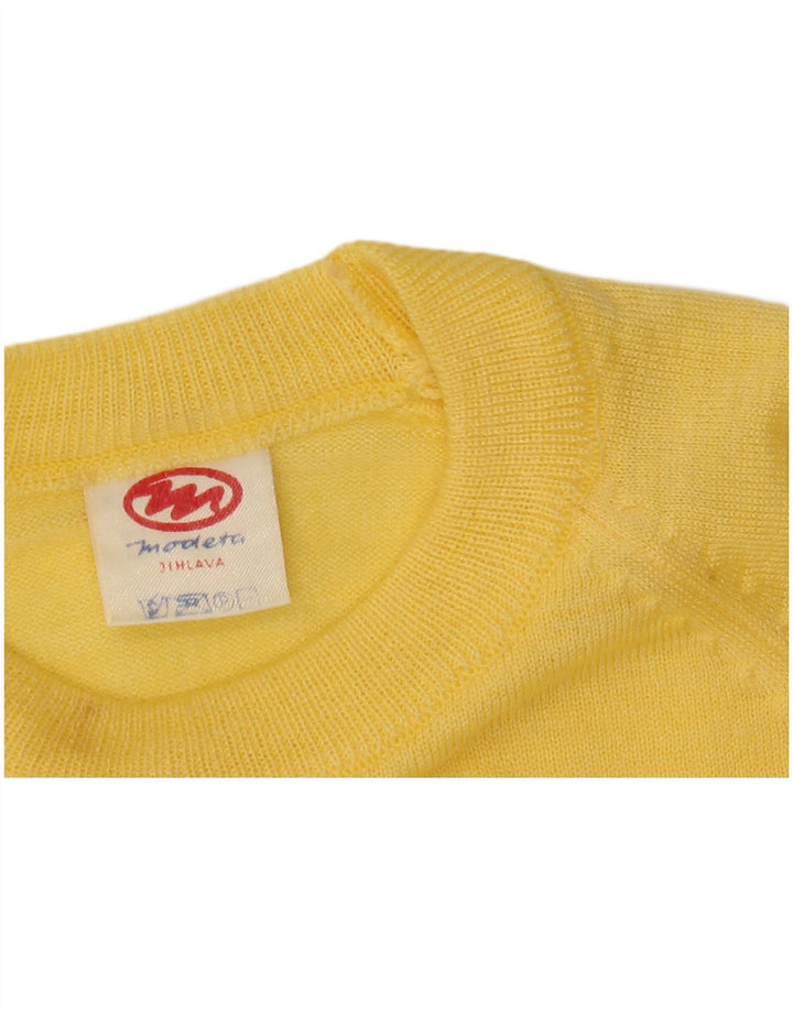 VINTAGE Womens Crew Neck Jumper Sweater UK 16 Large Yellow