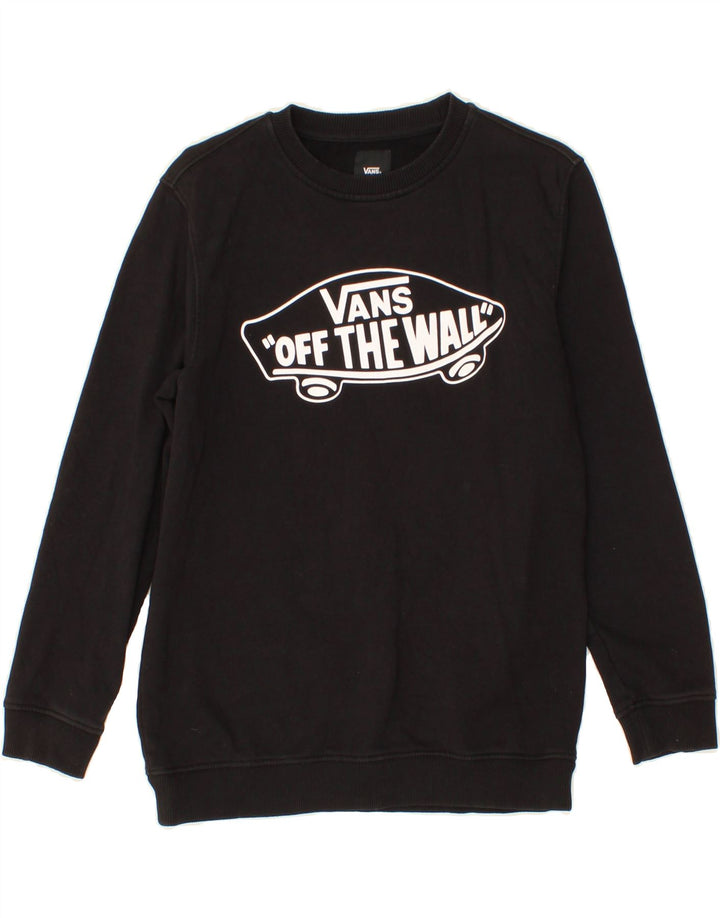 VANS Boys Graphic Sweatshirt Jumper 12-13 Years Large Black
