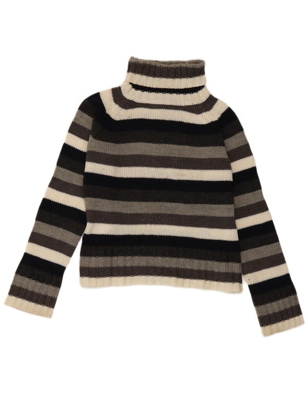 Zara Womens Crop Roll Neck Jumper Sweater UK 14 Large Multicoloured Striped