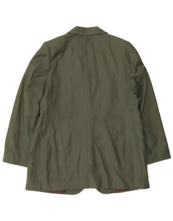 Les Copains Womens 2 Button Blazer Jacket IT 52 2XL Khaki Wool