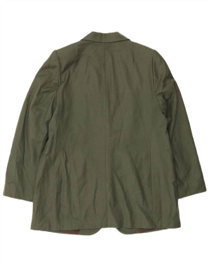 Les Copains Womens 2 Button Blazer Jacket IT 52 2XL Khaki Wool