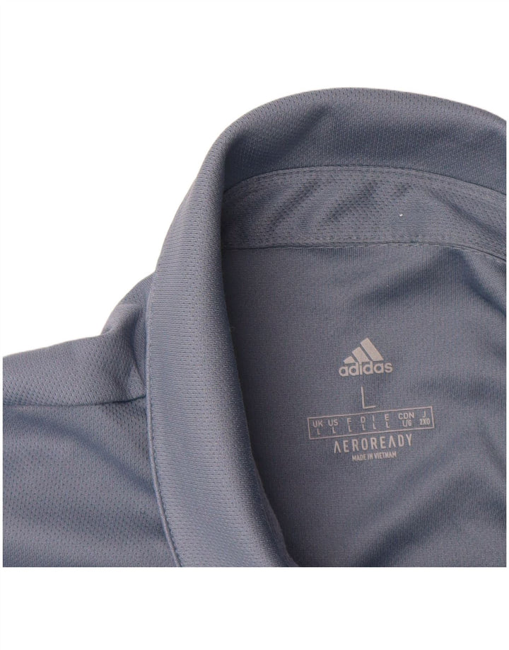 Adidas Mens Aeroready Polo Shirt Large Blue Polyester
