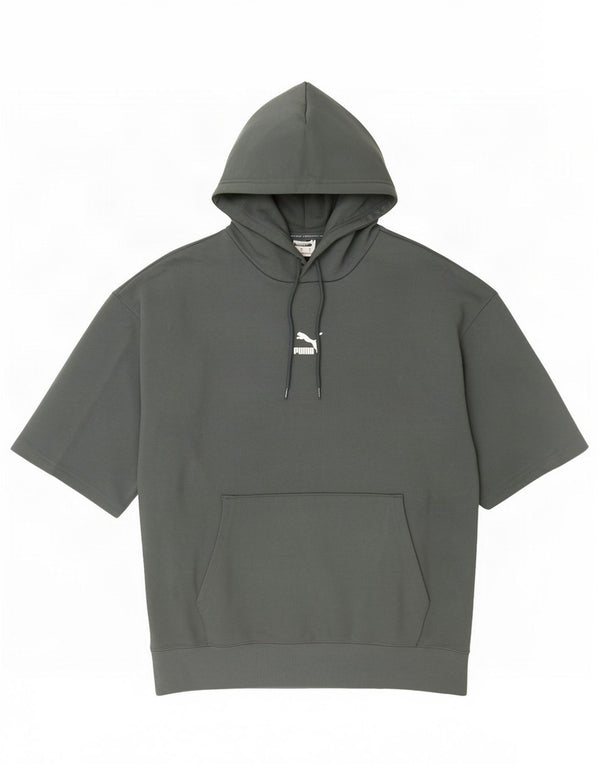 Puma Mens Graphic Short Sleeve Hoodie Jumper Medium Green Cotton