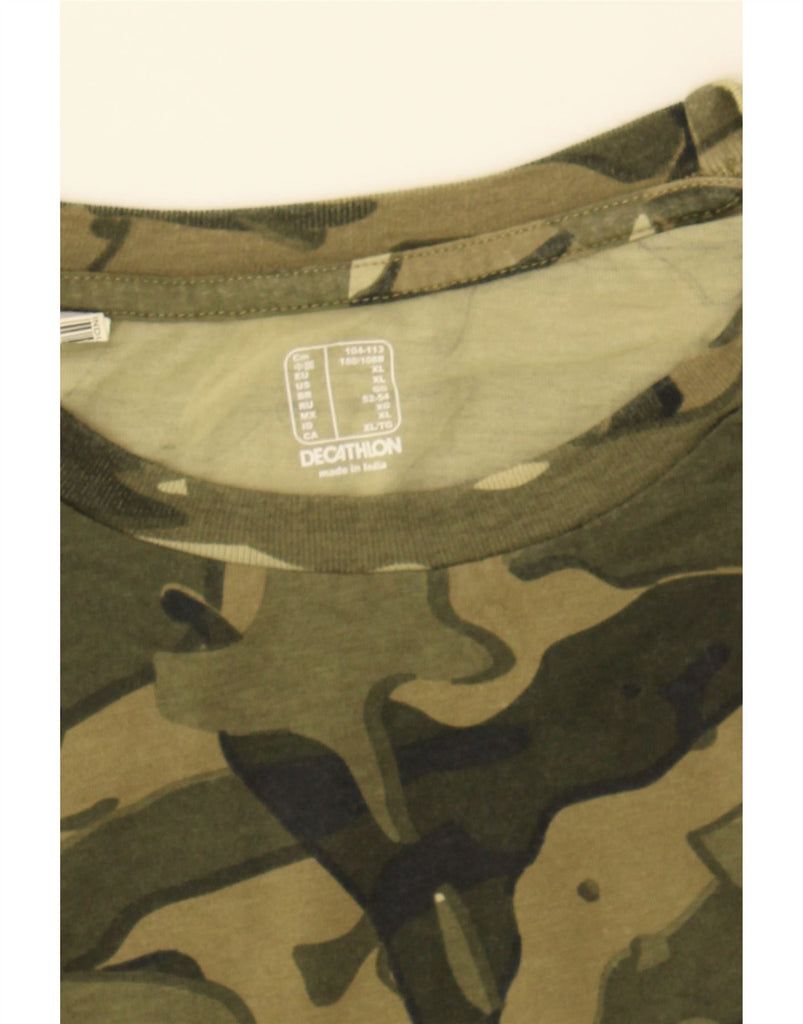DECATHLON Mens T-Shirt Top XL Khaki Camouflage Cotton Vintage Decathlon and Second-Hand Decathlon from Messina Hembry 