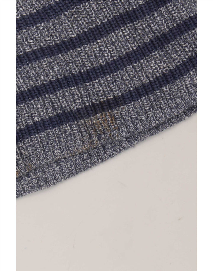 Zara Mens Crew Neck Jumper Sweater Large Blue Striped Cotton