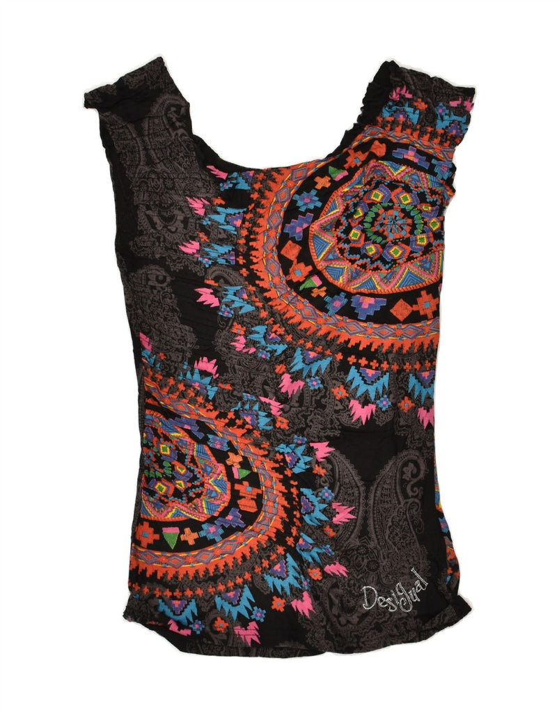 DESIGUAL Womens Sleeveless Blouse Top UK 8 Small Black Paisley Viscose | Vintage Desigual | Thrift | Second-Hand Desigual | Used Clothing | Messina Hembry 