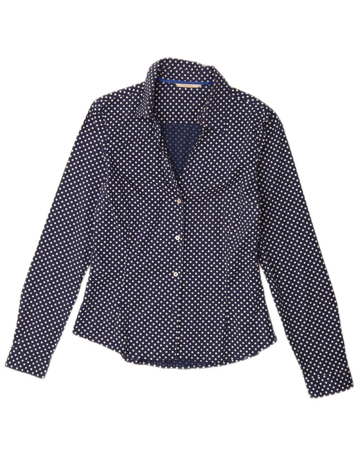 Carrera Womens Shirt Blouse IT 42 Medium Blue Polka Dot Cotton