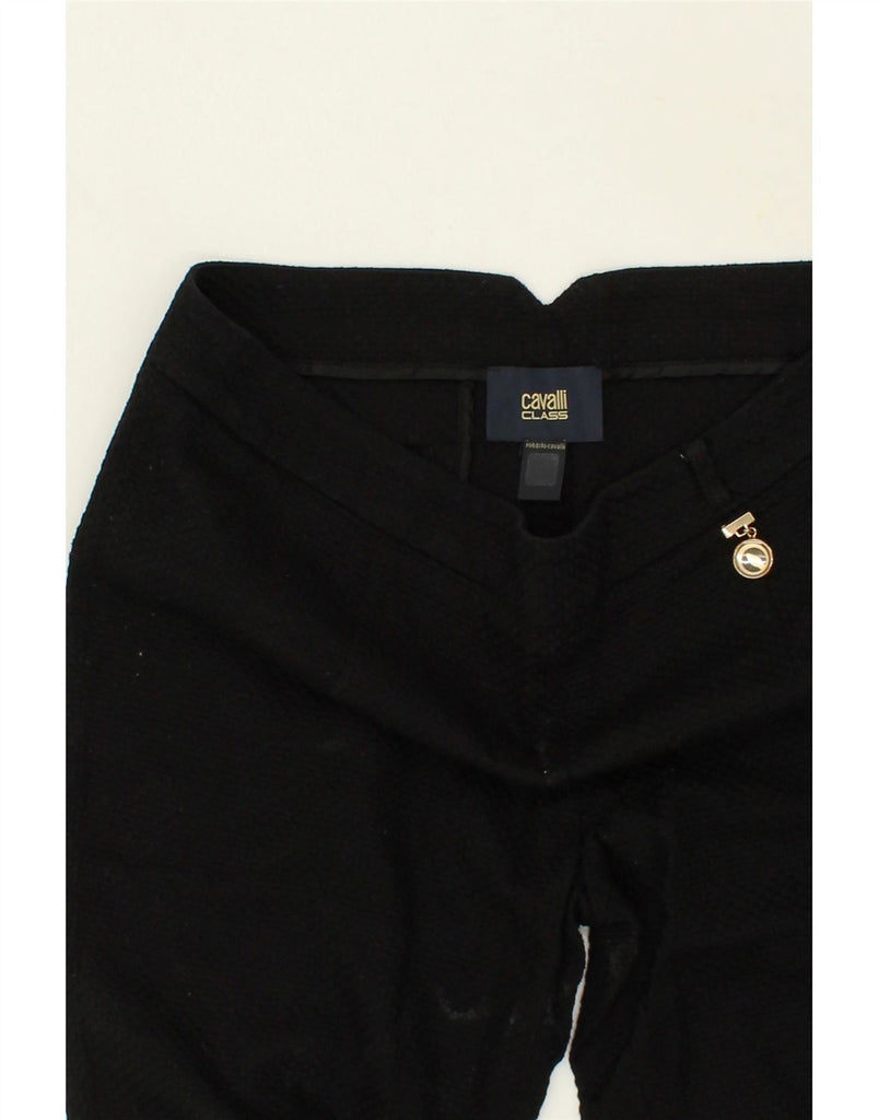 CAVALLI Womens Slim Casual Trousers IT 46 Large W33 L27  Black Cotton Vintage Cavalli and Second-Hand Cavalli from Messina Hembry 