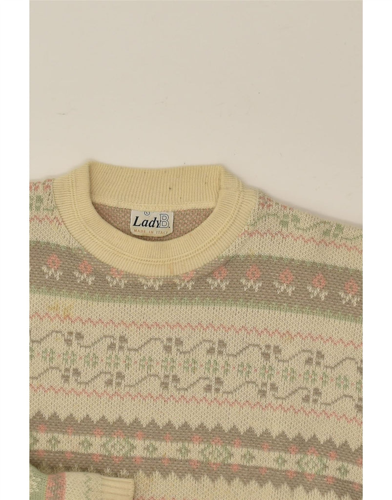 VINTAGE Womens Crew Neck Jumper Sweater UK 16 Large Beige Fair Isle | Vintage Vintage | Thrift | Second-Hand Vintage | Used Clothing | Messina Hembry 