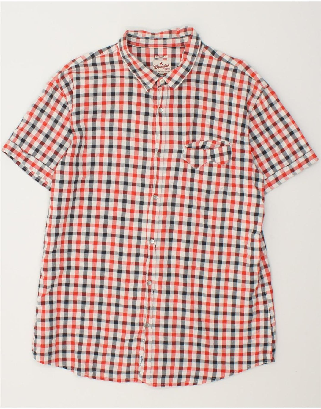 WRANGLER Mens Regular Fit Short Sleeve Shirt 2XL Red Check Cotton Vintage Wrangler and Second-Hand Wrangler from Messina Hembry 