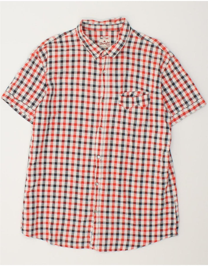 WRANGLER Mens Regular Fit Short Sleeve Shirt 2XL Red Check Cotton Vintage Wrangler and Second-Hand Wrangler from Messina Hembry 