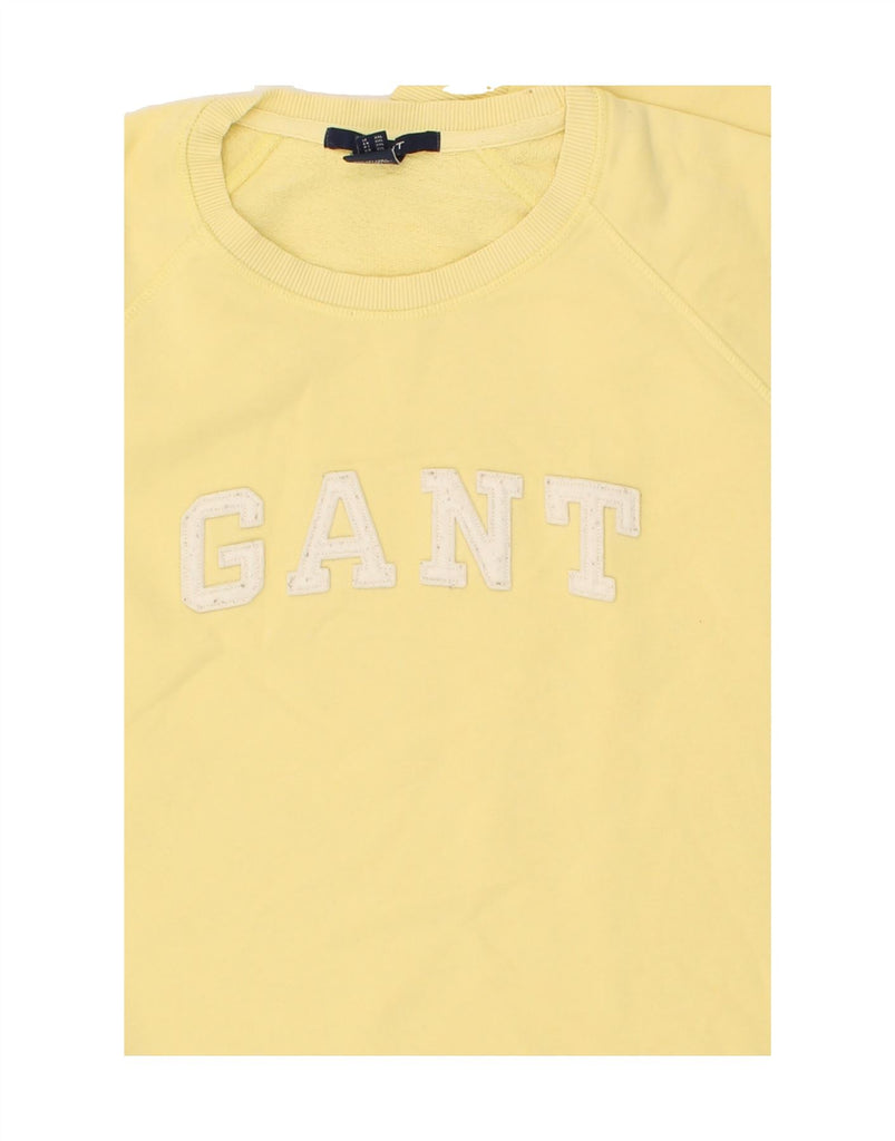 GANT Womens Graphic Sweatshirt Jumper UK 20 2XL Yellow Cotton | Vintage Gant | Thrift | Second-Hand Gant | Used Clothing | Messina Hembry 