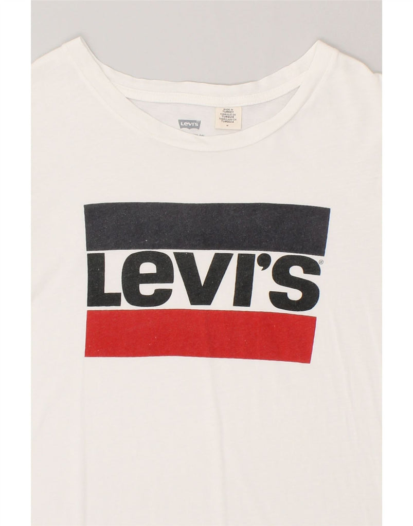 LEVI'S Womens Graphic T-Shirt Top UK 12 Medium White | Vintage Levi's | Thrift | Second-Hand Levi's | Used Clothing | Messina Hembry 