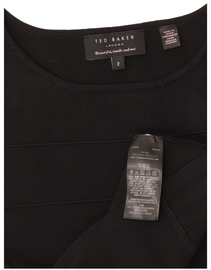 Ted Baker Womens Sleeveless Sheath Dress Size 2 Small Black Viscose