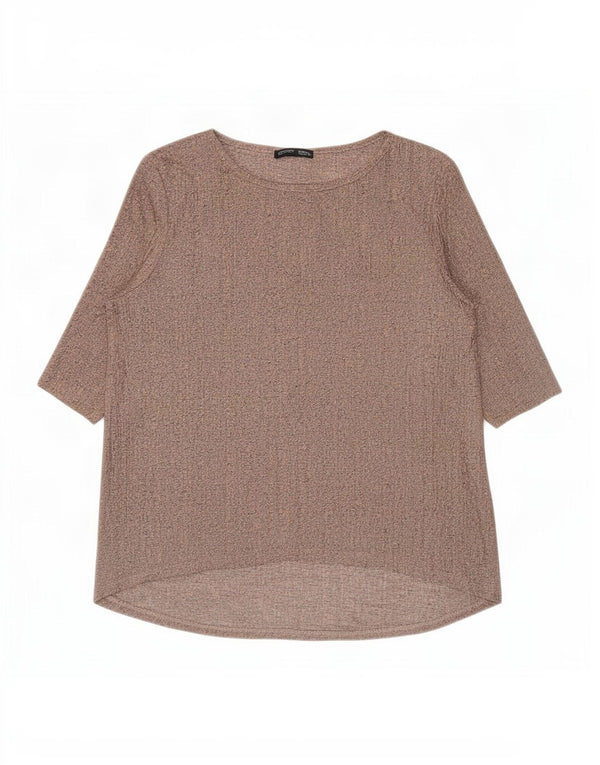 Zara Womens Top 3/4 Sleeve UK 10 Small Pink