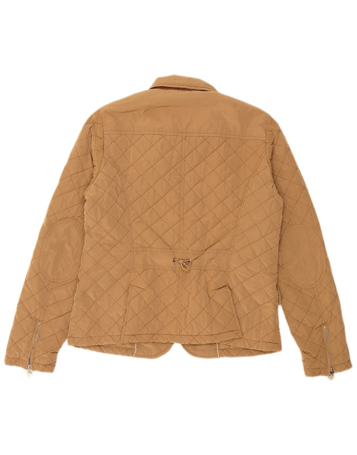 Massimo Dutti Womens Quilted Jacket UK 14 Large Beige Polyester