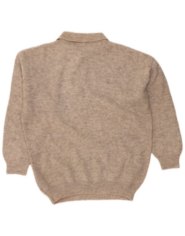 ICELAND Mens Polo Neck Jumper Sweater IT 52 Large Grey Fair Isle