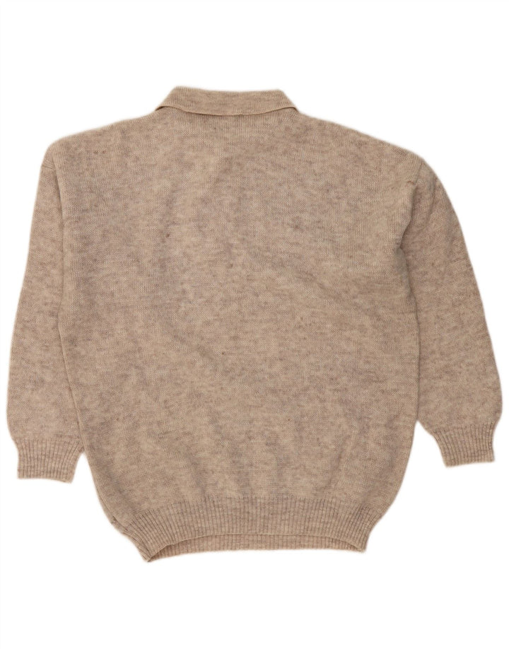 ICELAND Mens Polo Neck Jumper Sweater IT 52 Large Grey Fair Isle