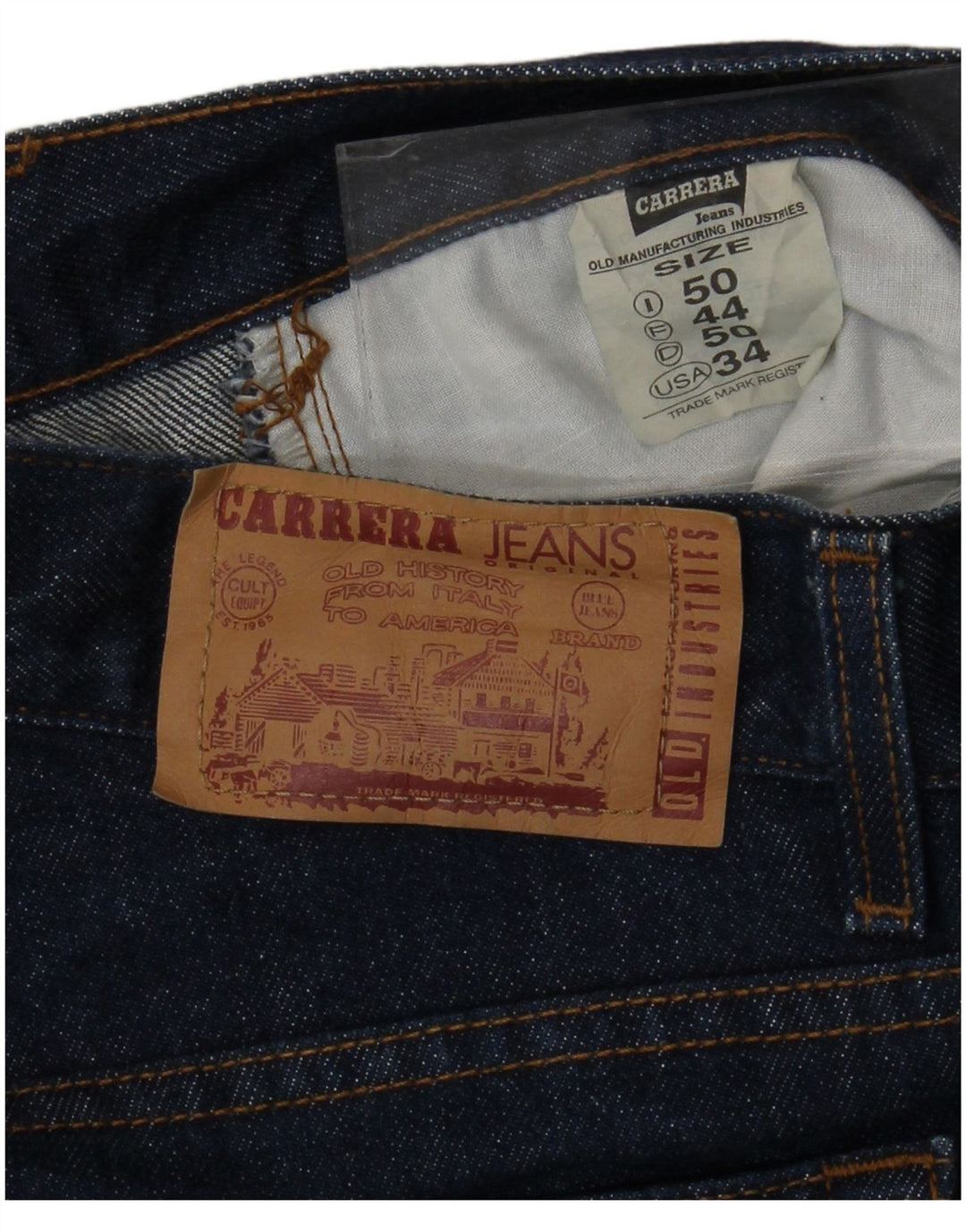 CARRERA Mens 702 Straight Jeans IT 50 Large W34 L30 Navy Blue Cotton
