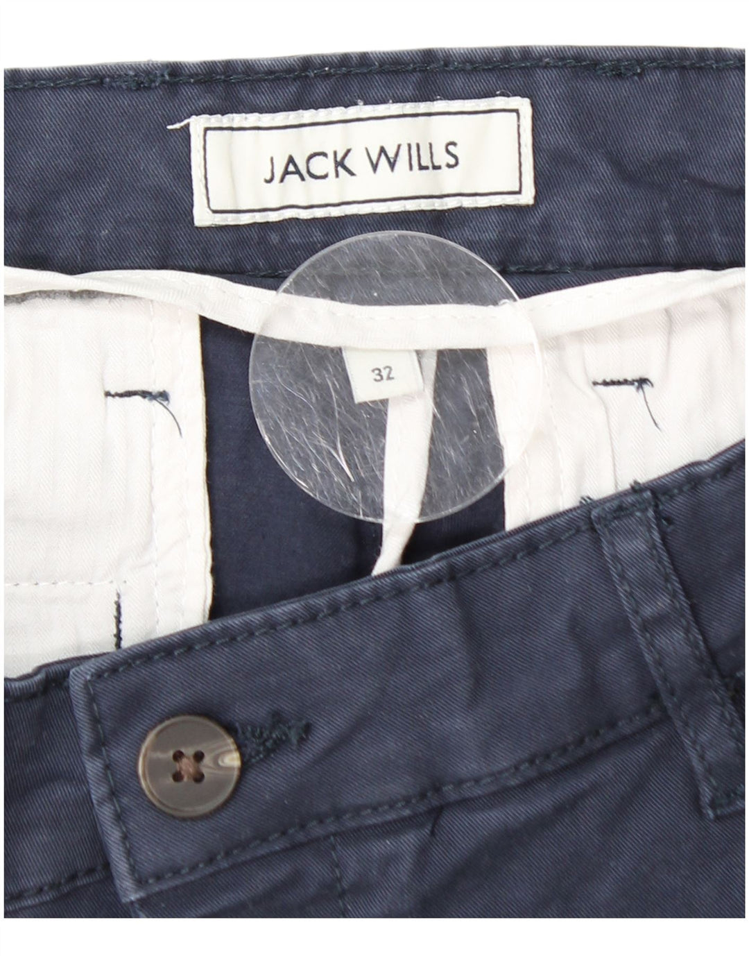 JACK WILLS Mens Slim Fit Chino Shorts W32 Medium Navy Blue Cotton
