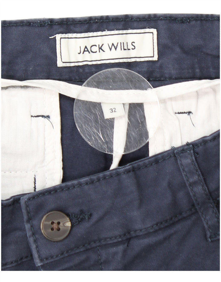 JACK WILLS Mens Slim Fit Chino Shorts W32 Medium Navy Blue Cotton