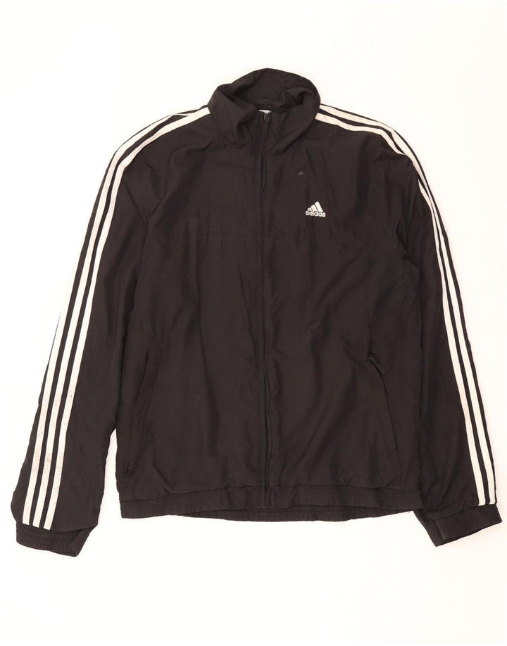 Adidas Mens Tracksuit Top Jacket UK 36/38 Small Black Polyester
