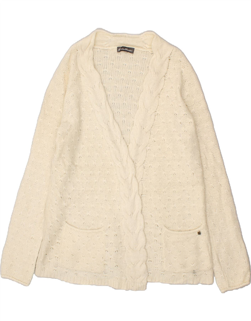 EDDIE BAUER Womens Cardigan Sweater UK 16 Large White Nylon | Vintage Eddie Bauer | Thrift | Second-Hand Eddie Bauer | Used Clothing | Messina Hembry 