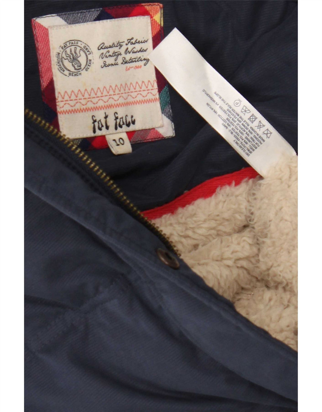 Fat Face Womens Hooded Padded Gilet UK 10 Small Blue Polyester