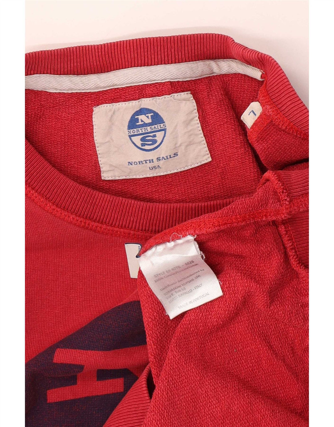 North Sails Mens Graphic Sweatshirt Jumper Large Red Cotton