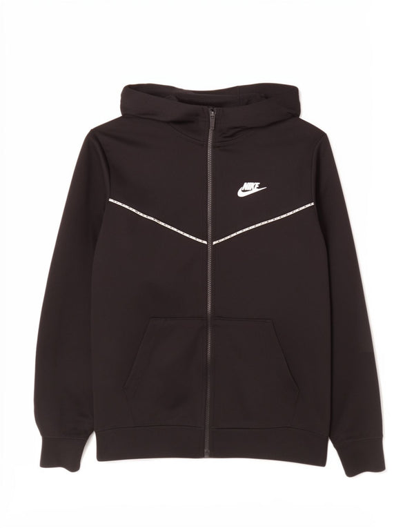 Nike Boys Zip Hoodie Sweater 13-14 Years XL Black Polyester Sports