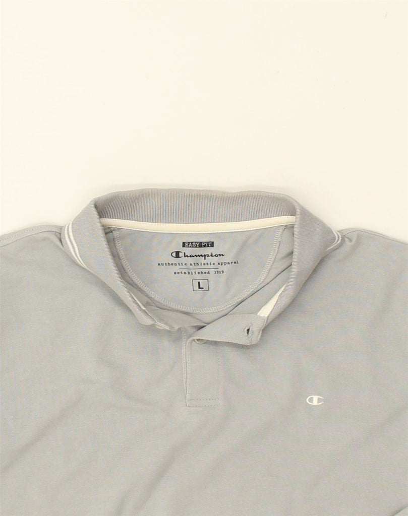 CHAMPION Mens Polo Shirt Large Grey Cotton | Vintage Champion | Thrift | Second-Hand Champion | Used Clothing | Messina Hembry 
