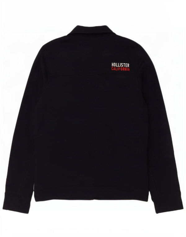 Hollister Mens Zip Neck Sweatshirt Jumper Large Navy Blue Polyester
