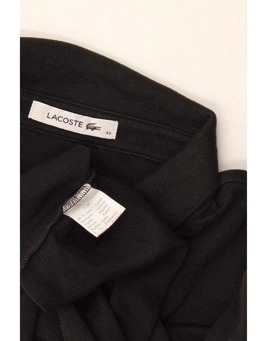 Lacoste Womens Polo Shirt Size 48 XL Black Cotton