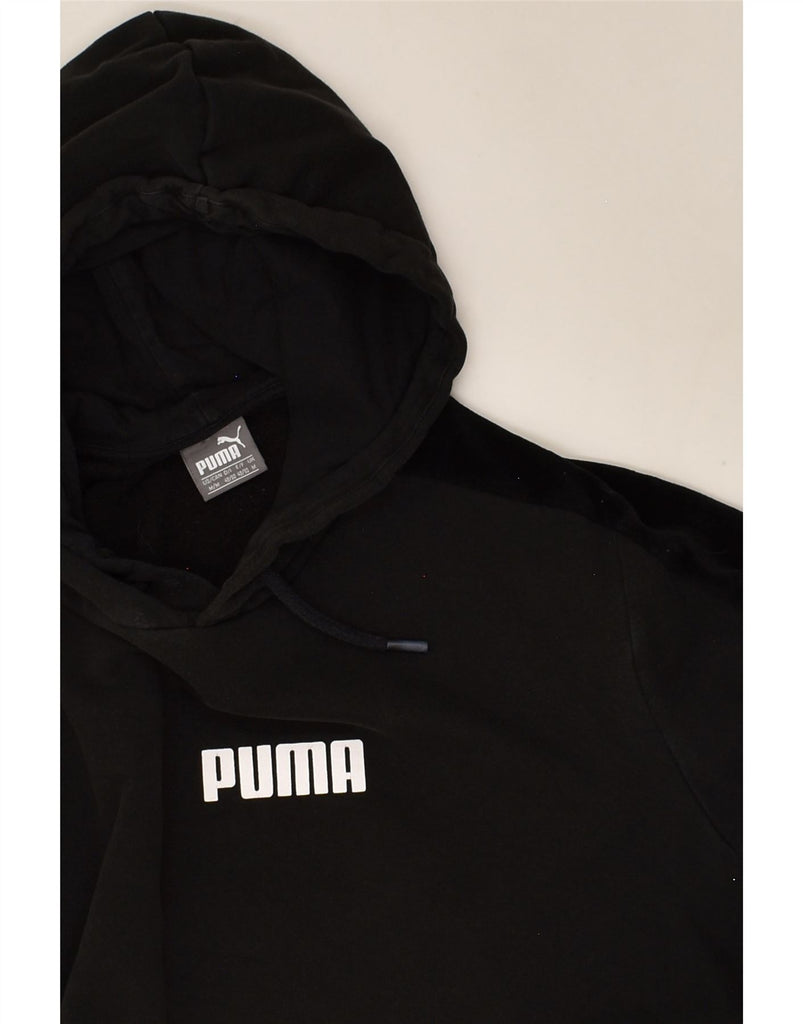 PUMA Mens Graphic Hoodie Jumper Medium Black Cotton | Vintage Puma | Thrift | Second-Hand Puma | Used Clothing | Messina Hembry 