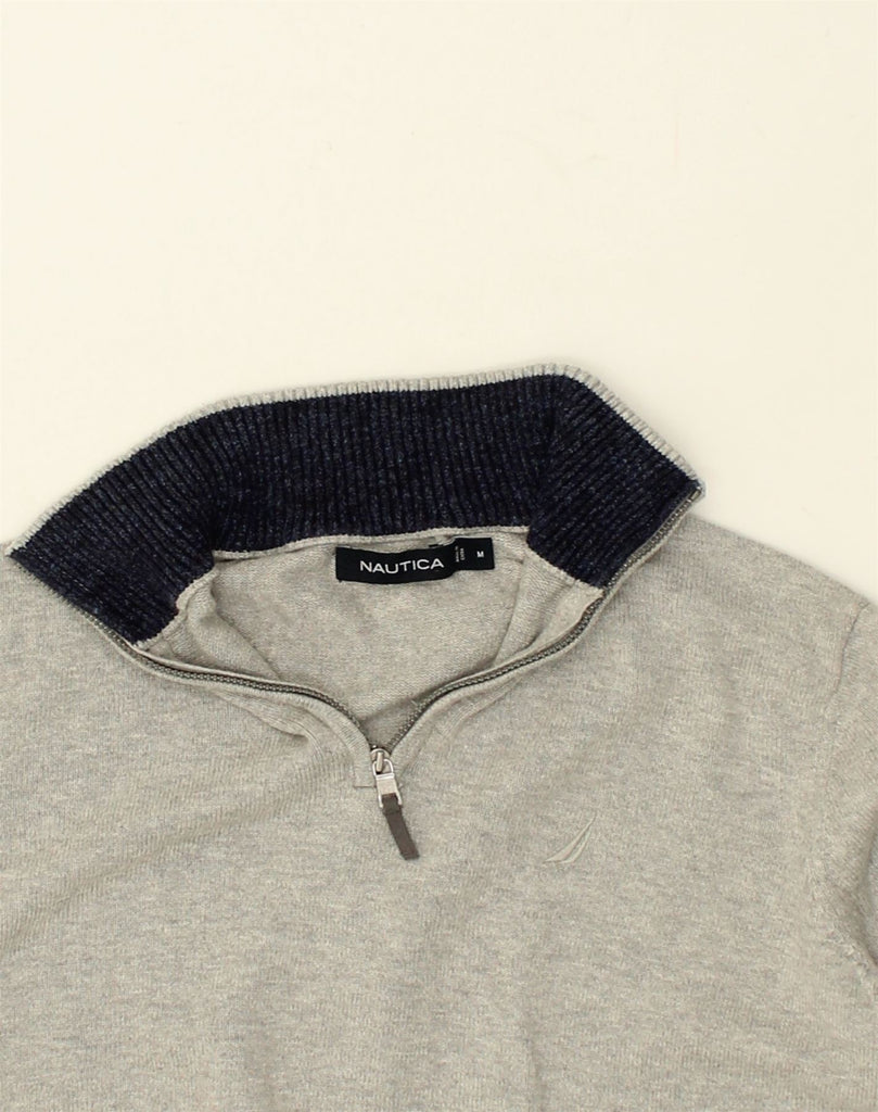 NAUTICA Mens Zip Neck Jumper Sweater Medium Grey Cotton | Vintage Nautica | Thrift | Second-Hand Nautica | Used Clothing | Messina Hembry 