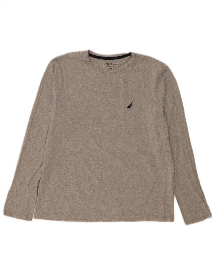 Nautica Mens Top Long Sleeve Medium Grey Flecked Cotton