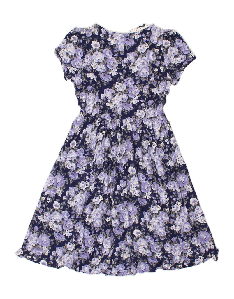 RENE' DERHY Womens A-Line Dress UK 14 Large Purple Floral Vintage Rene' Derhy and Second-Hand Rene' Derhy from Messina Hembry 