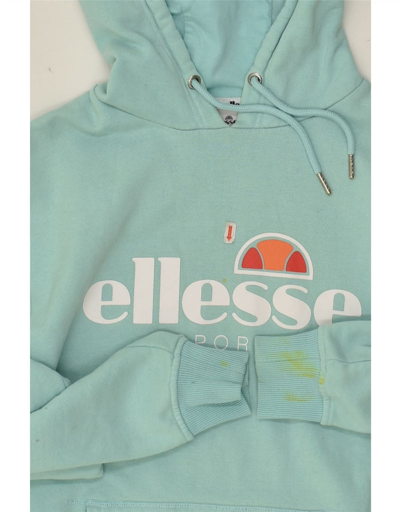 ELLESSE Womens Graphic Hoodie Jumper UK 12 Medium  Blue Cotton | Vintage Ellesse | Thrift | Second-Hand Ellesse | Used Clothing | Messina Hembry 