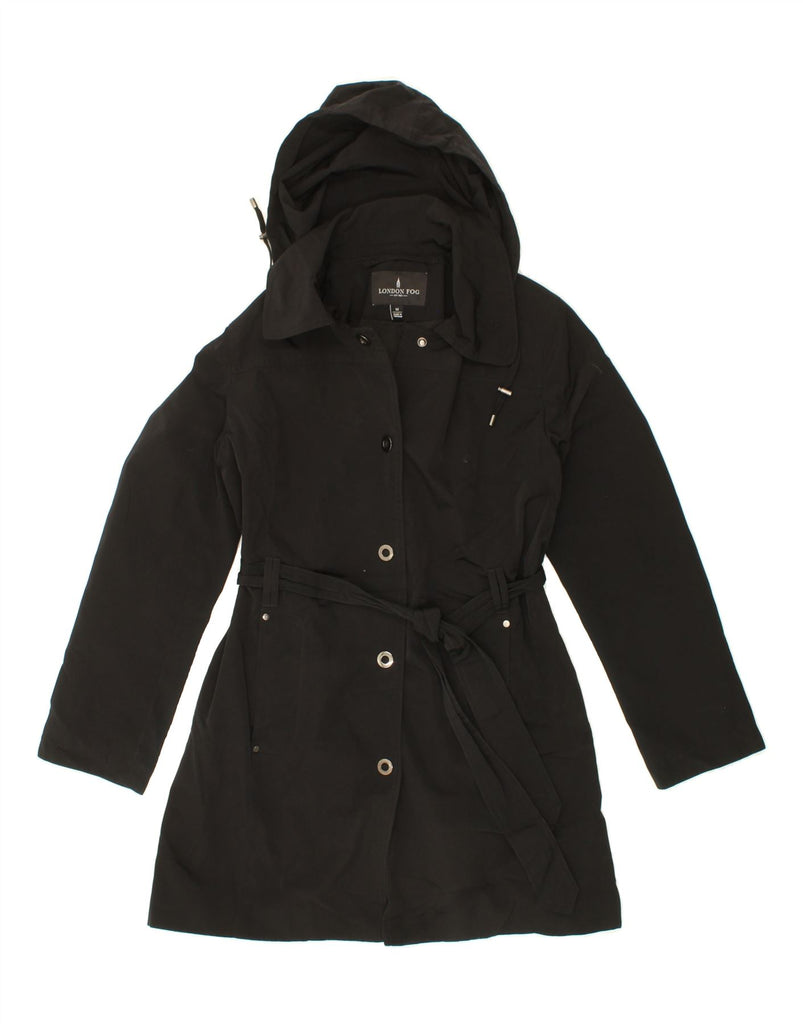 LONDON FOG Womens Hooded Overcoat UK 14 Medium Black Vintage London Fog and Second-Hand London Fog from Messina Hembry 